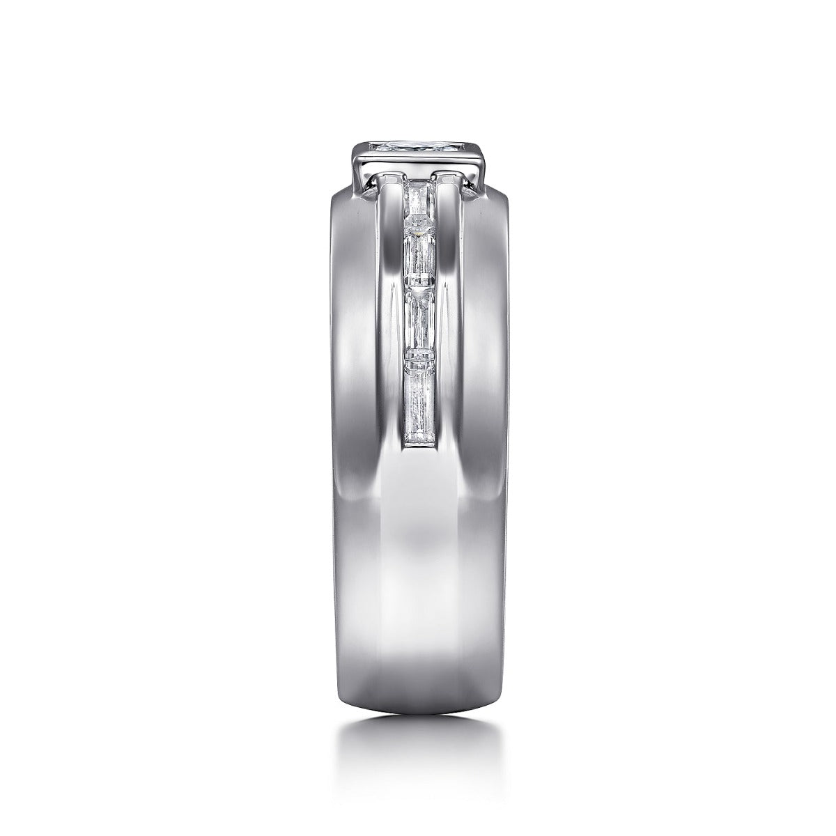 14K White Gold Diamond Mens Engagement Ring in High Polished Finish