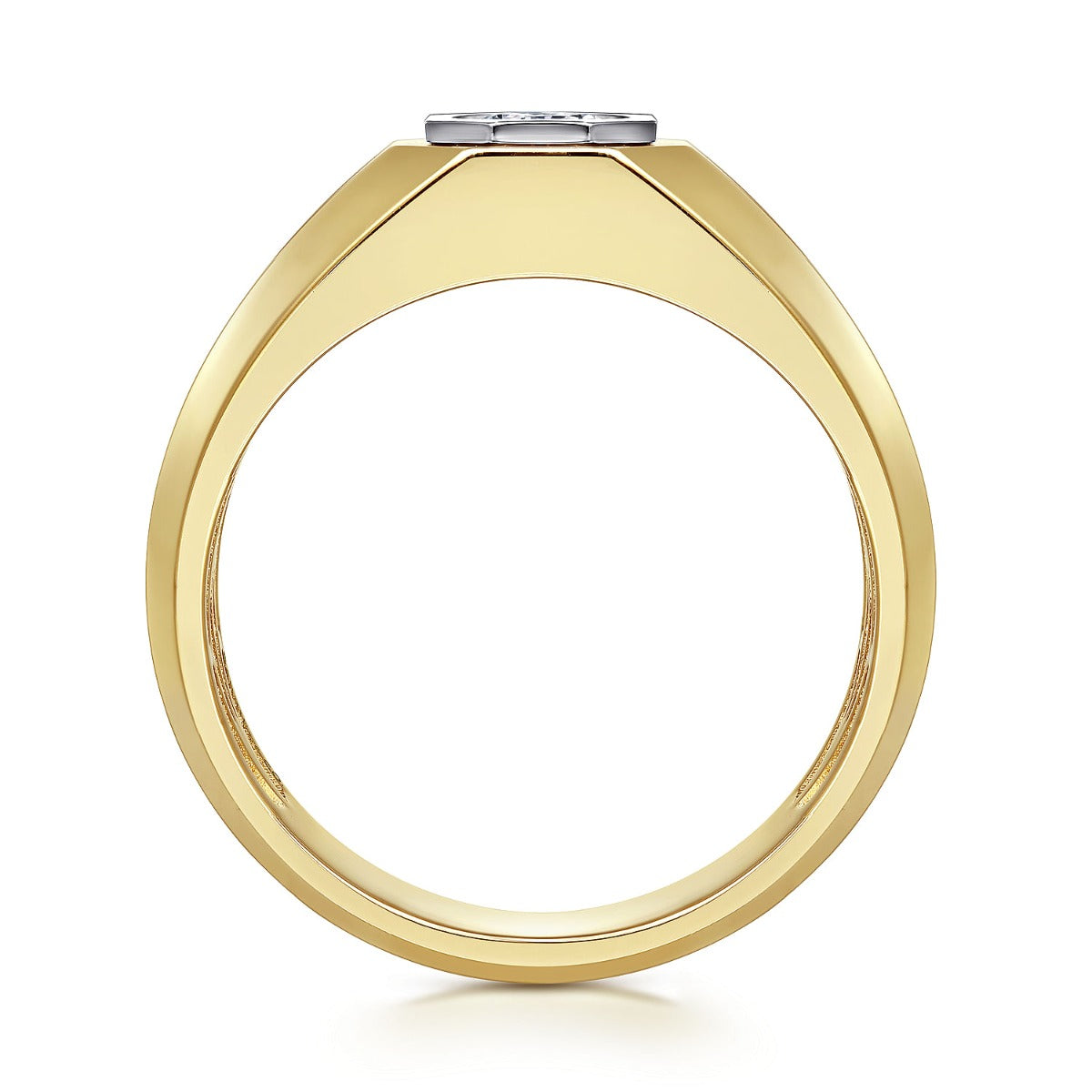 14K Yellow-White Gold Diamond Mens Engagement Ring in Sand Blast Finish