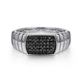 Sterling Silver Black Spinel Mens Ring in High Polished Finish