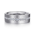 14K White Gold Diamond Men's Wedding Ring in Satin Finish