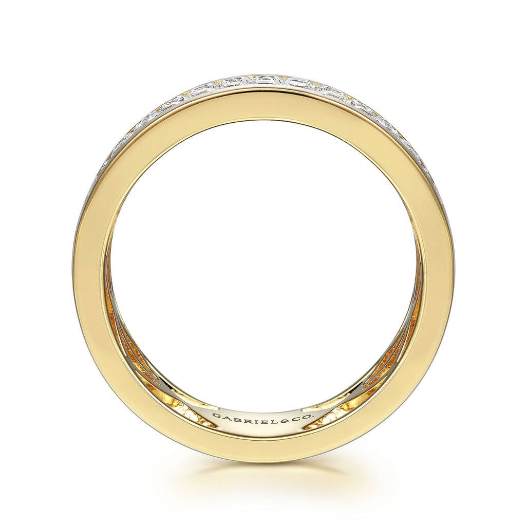 14K Yellow Gold Diamond Men's Wedding Ring in High Polished Finish