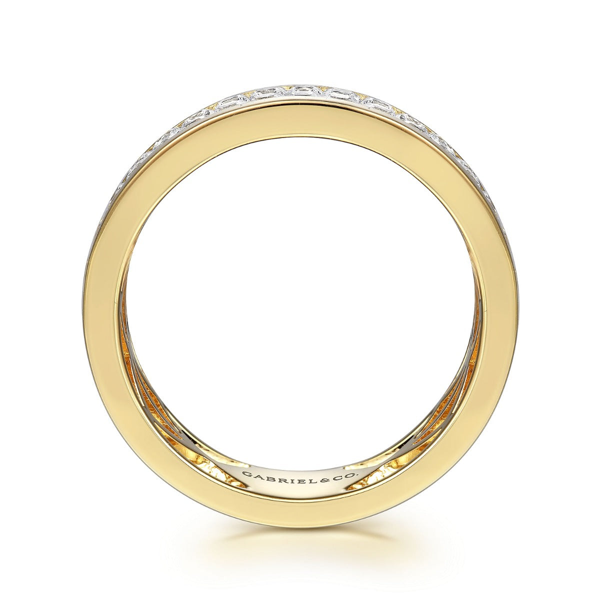 14K Yellow Gold Diamond Men's Wedding Ring in High Polished Finish