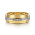 14K Yellow Gold Diamond Men's Wedding Ring in Sand Blast Finish