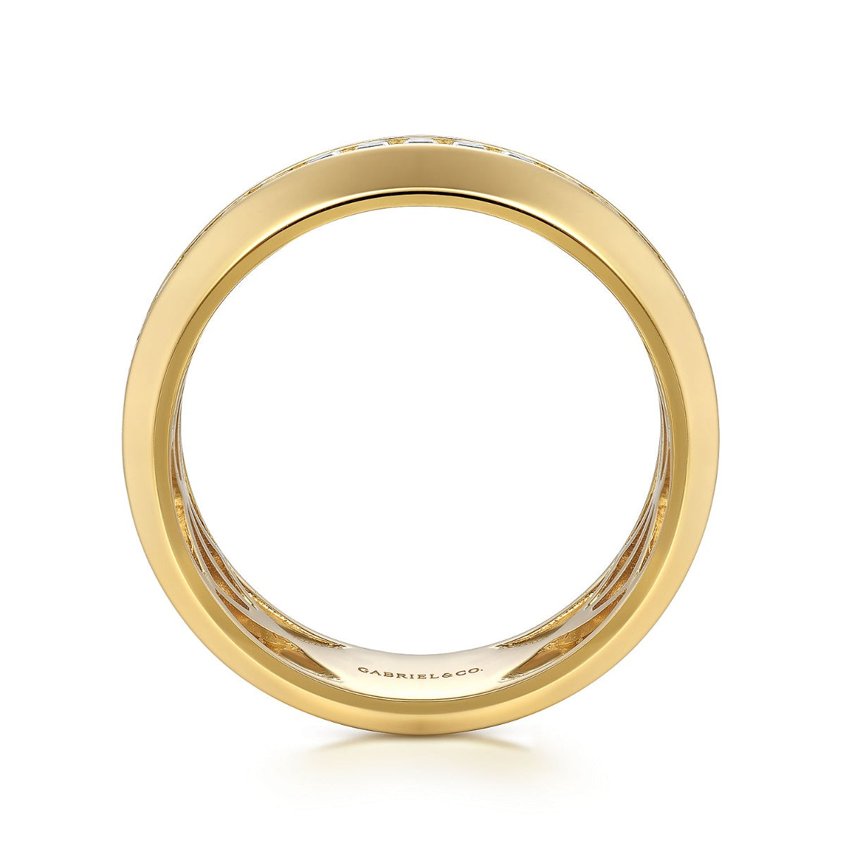 14K Yellow Gold Diamond Men's Wedding Ring in Sand Blast Finish