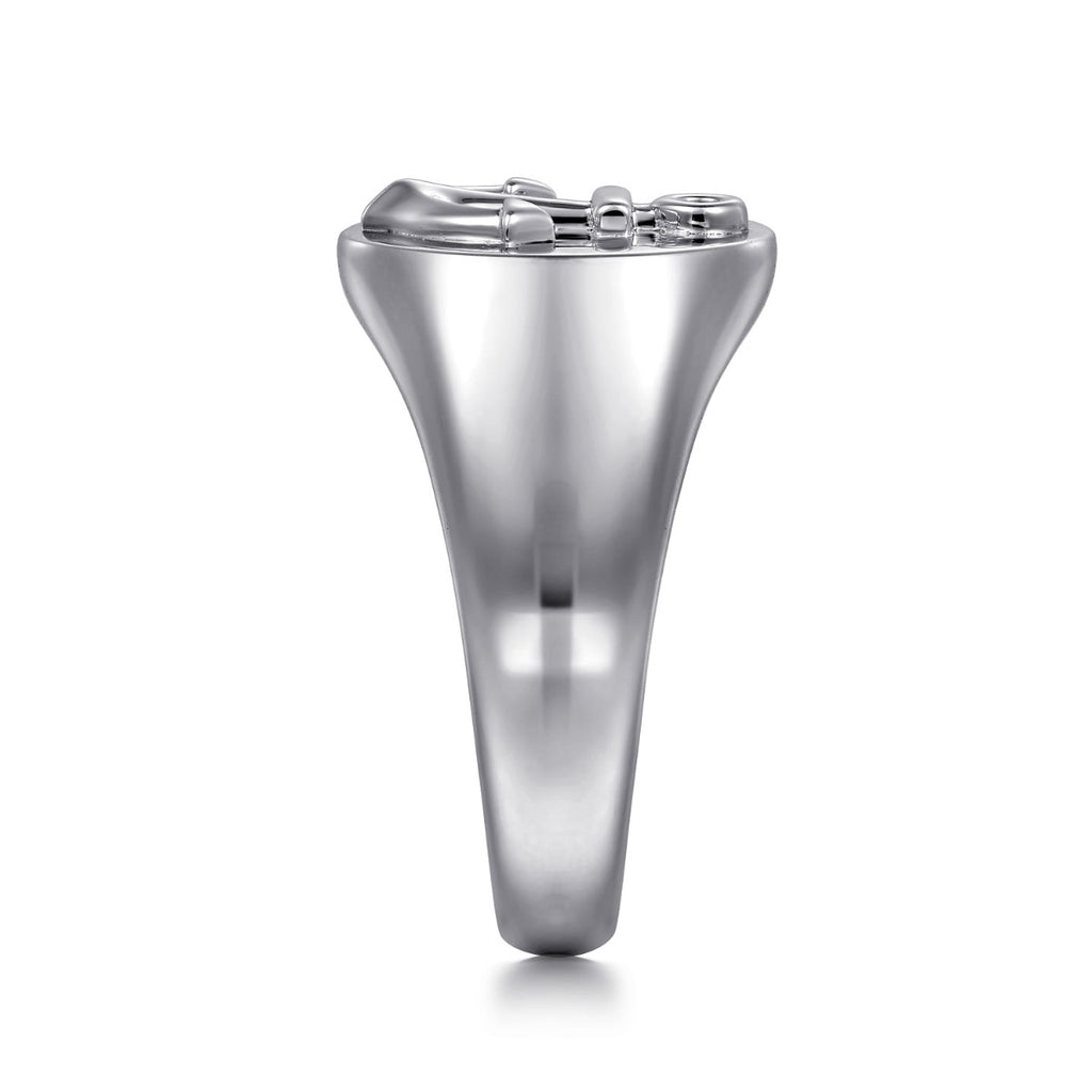 925 Sterling Silver Signet Mens Ring in High Polished Finish