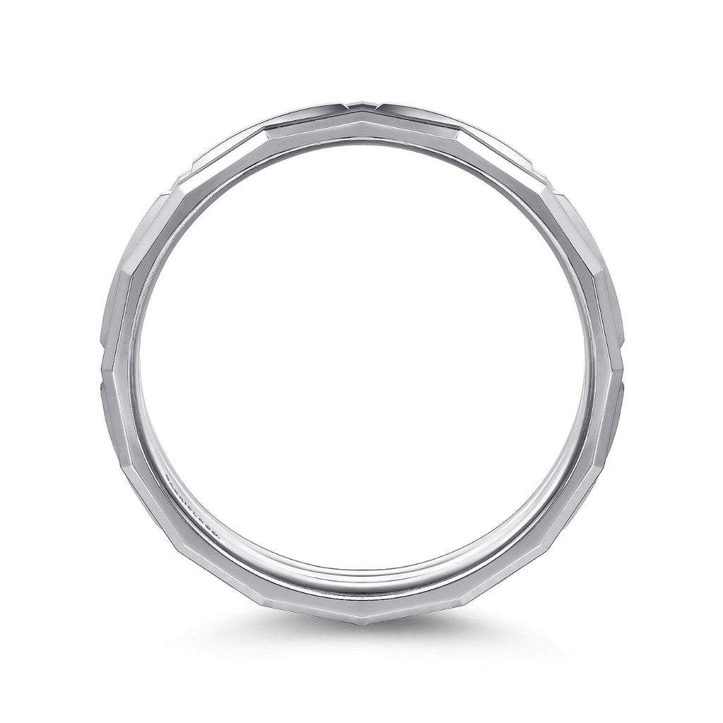 14K White Gold 6mm Men's Ring Brush Finish in Satin Finish