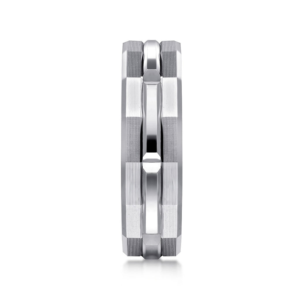 14K White Gold 6mm Men's Ring Brush Finish in Satin Finish