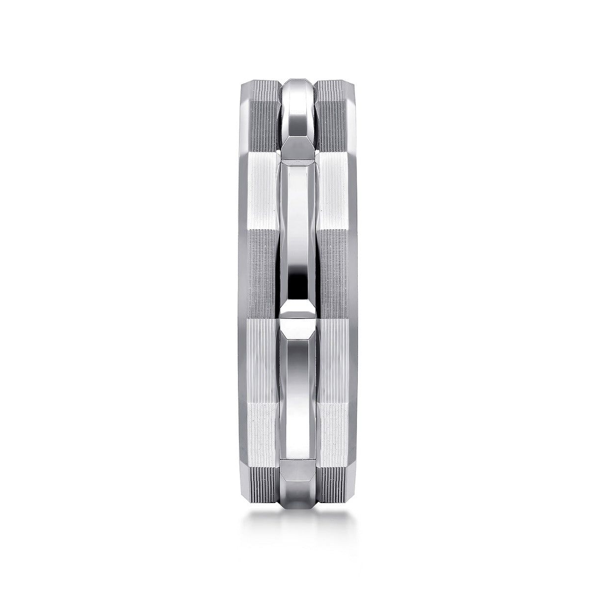 14K White Gold 6mm Men's Ring Brush Finish in Satin Finish
