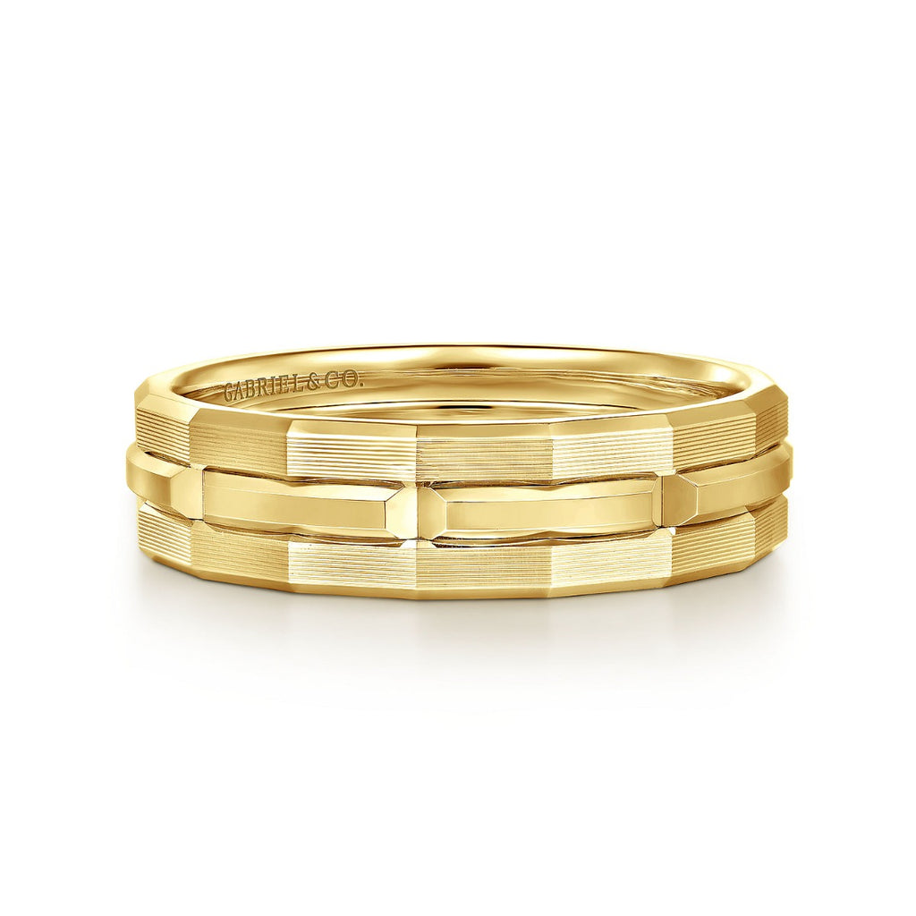 14K Yellow Gold 6mm Men's Ring Brush Finish in Satin Finish