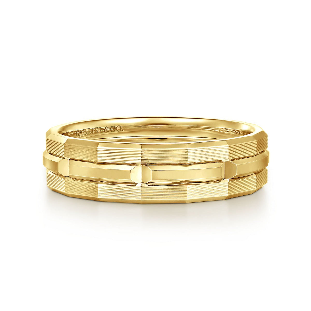14K Yellow Gold 6mm Men's Ring Brush Finish in Satin Finish