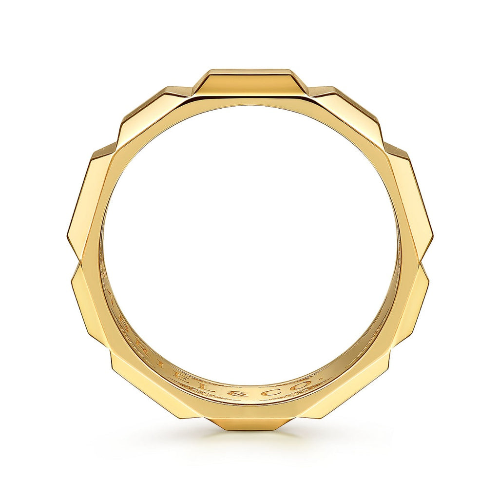 14K Yellow Gold 6mm Square Mens Ring in High Polished Finish