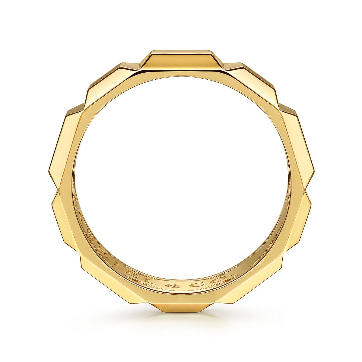 14K Yellow Gold 6mm Square Mens Ring in High Polished Finish