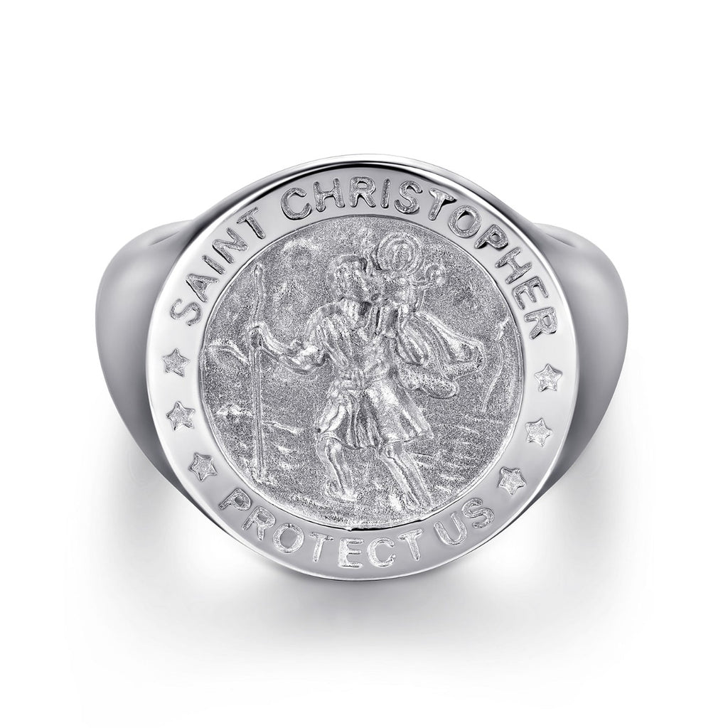 925 Sterling Silver Emboss Mens Signet Ring