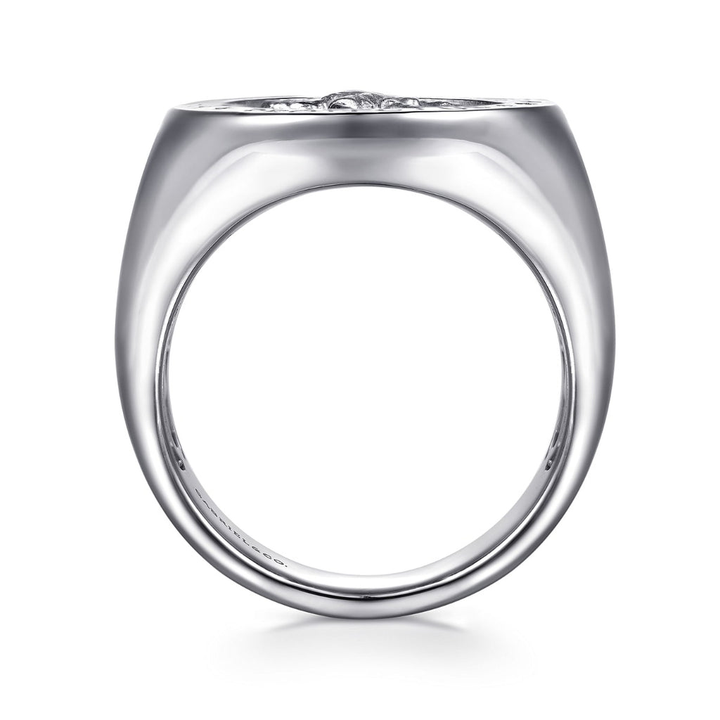 925 Sterling Silver Emboss Mens Signet Ring