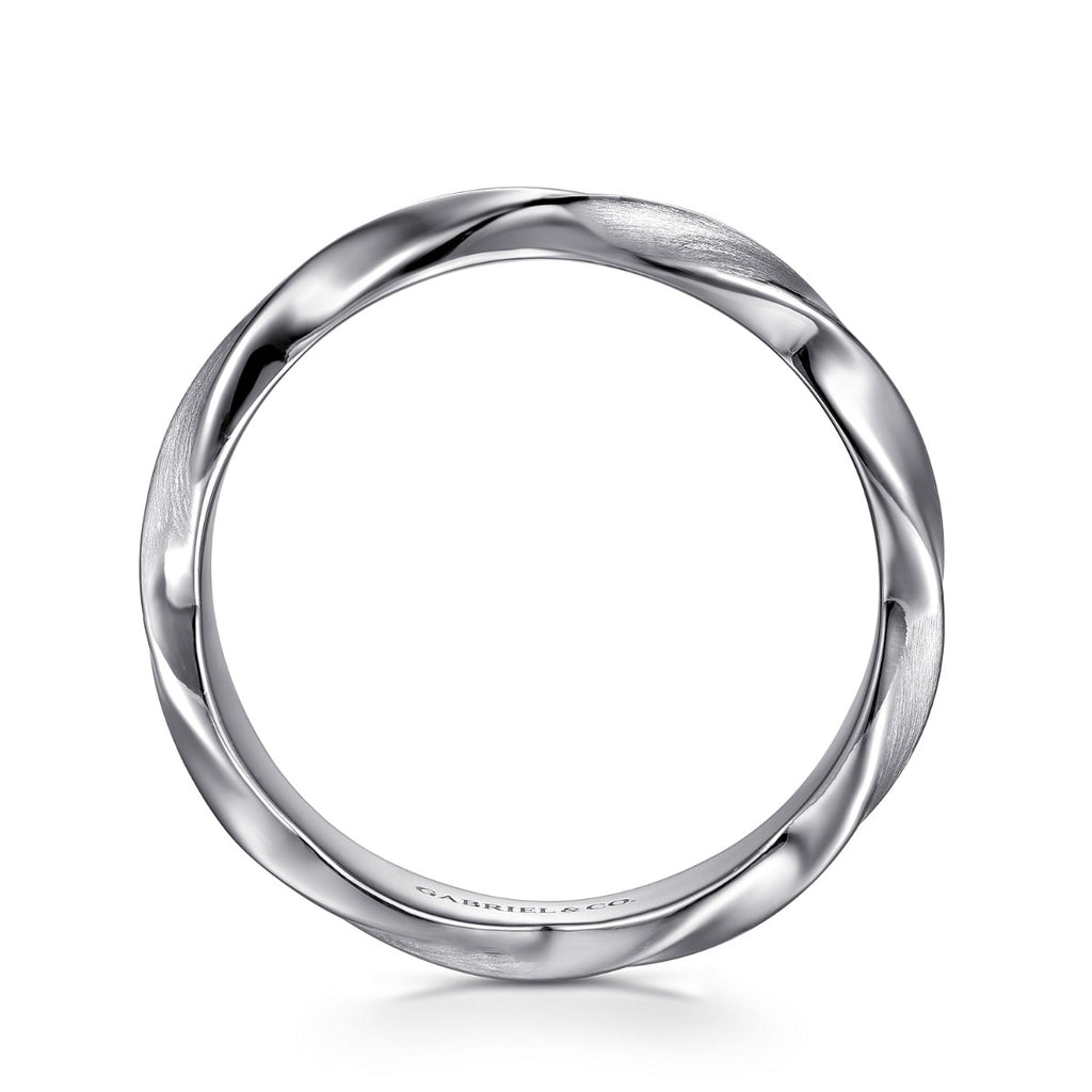 14K White Gold Twisted Men's Ring