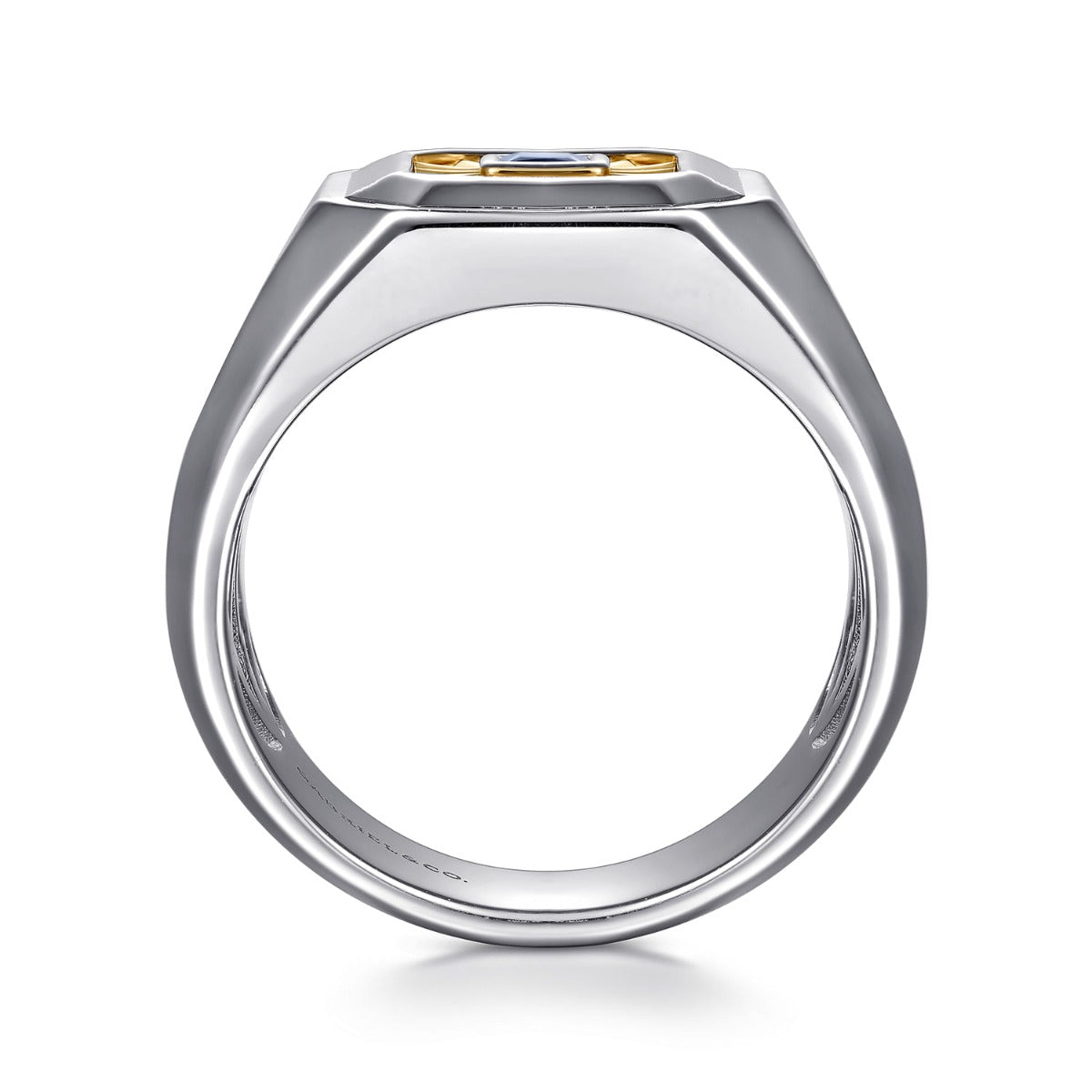 925 Sterling Silver and 14K Yellow Gold Sapphire Signet Ring