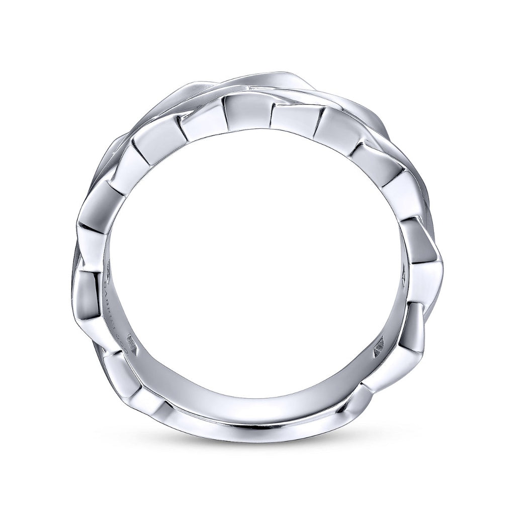Wide 925 Sterling Silver Chain Link Band in High Polished Finish