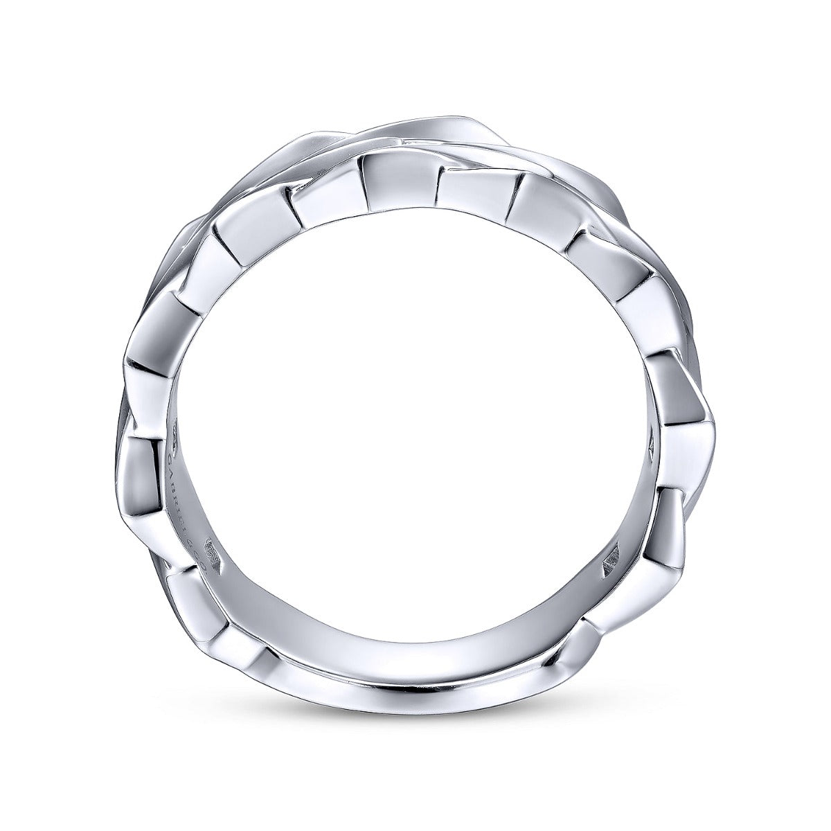 Wide 925 Sterling Silver Chain Link Band in High Polished Finish