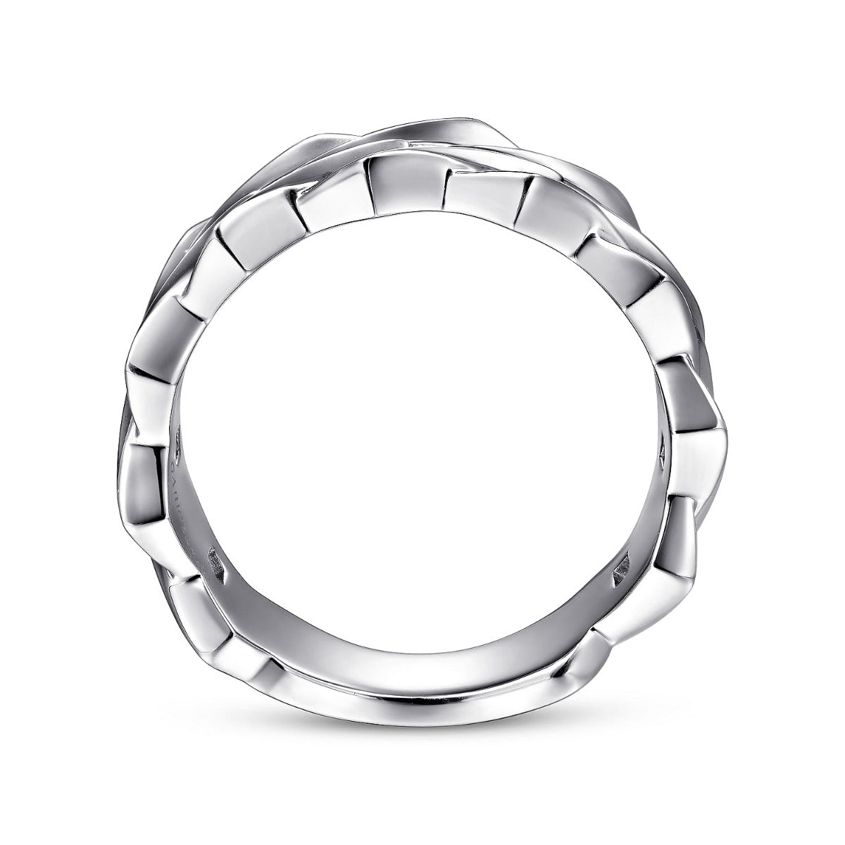 Wide 14K White Gold Chain Link Band in High Polished Finish