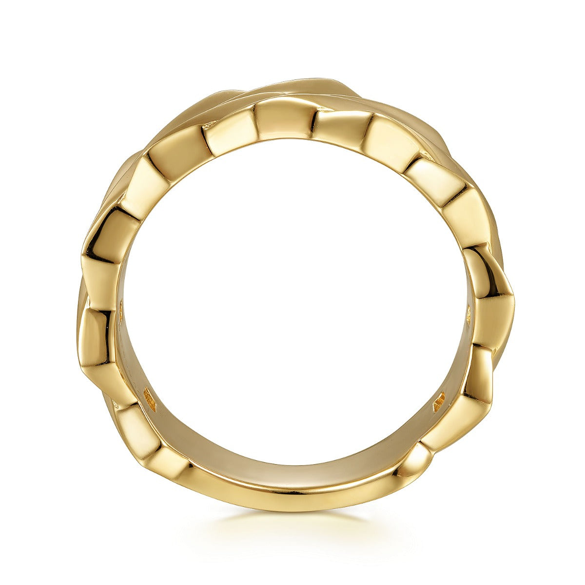 Wide 14K Yellow Gold Chain Link Band in High Polished Finish
