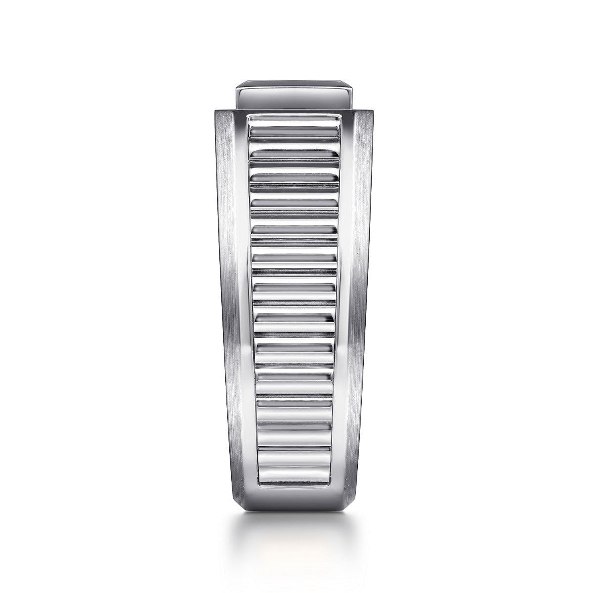 14K White Gold Diamond Mens Ring in High Polished Finish