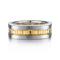 14K Yellow-White Gold Angular Ring in Satin Finish