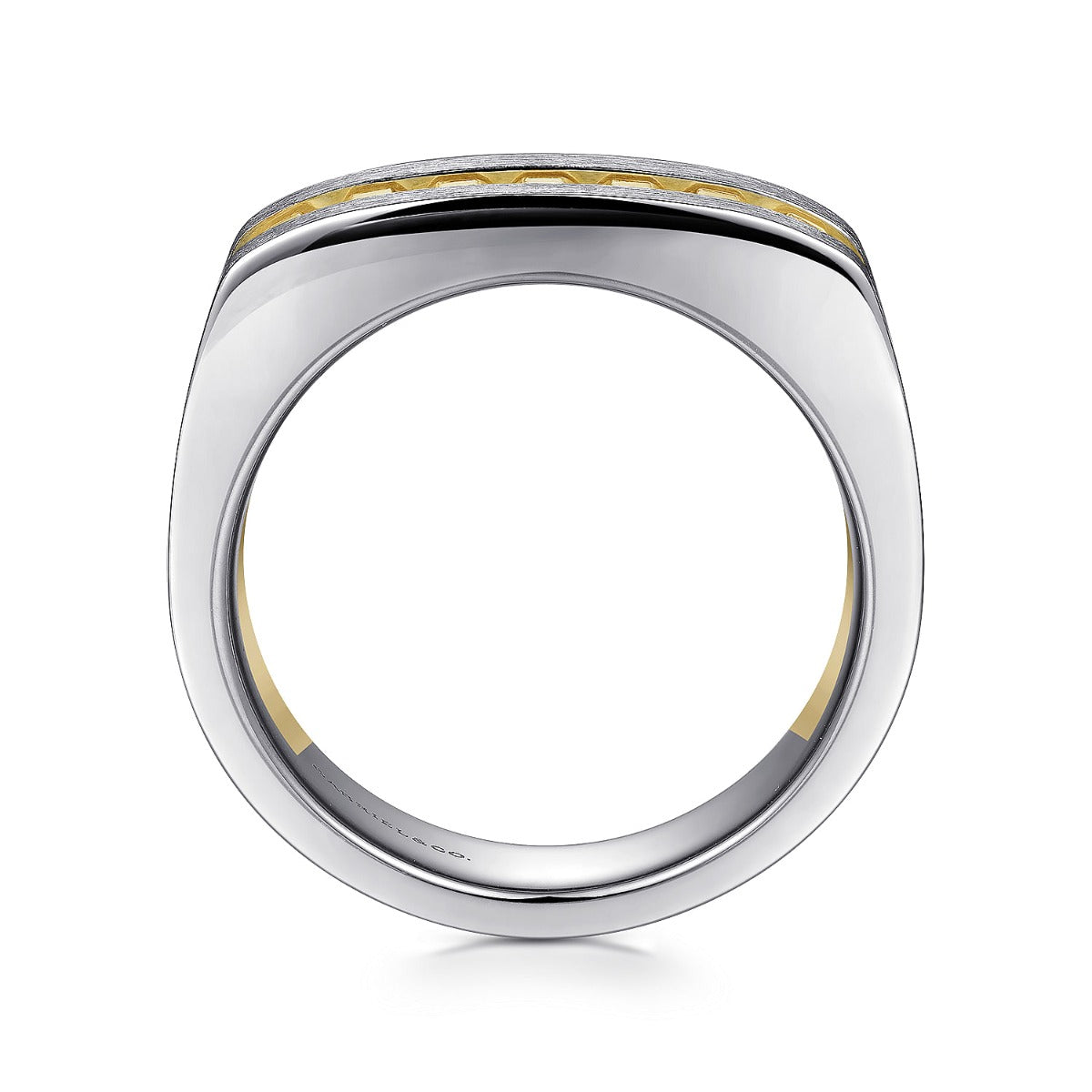 14K Yellow-White Gold Angular Ring in Satin Finish