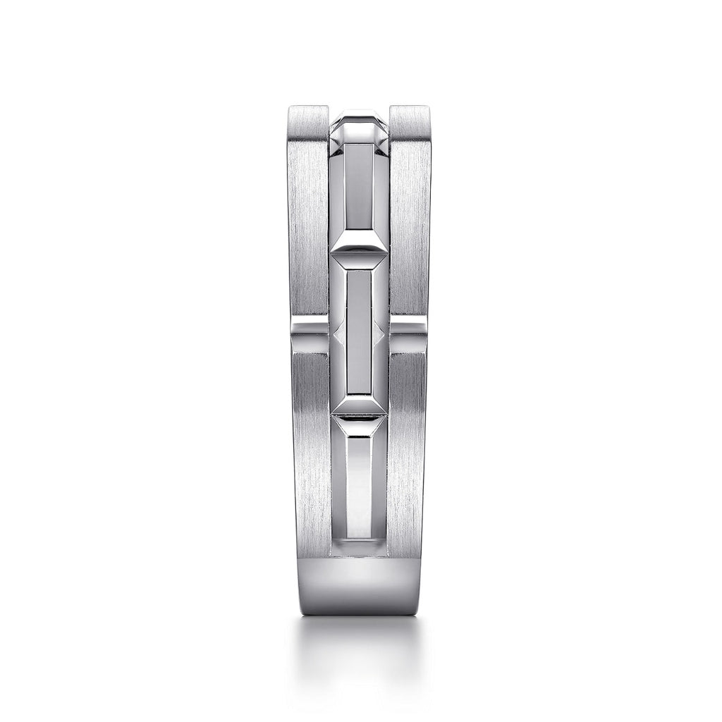 925 Sterling Silver Geometric Men's Ring in Satin Finish