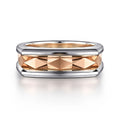 14K Rose-White Gold Faceted Ring in High Polished Finish