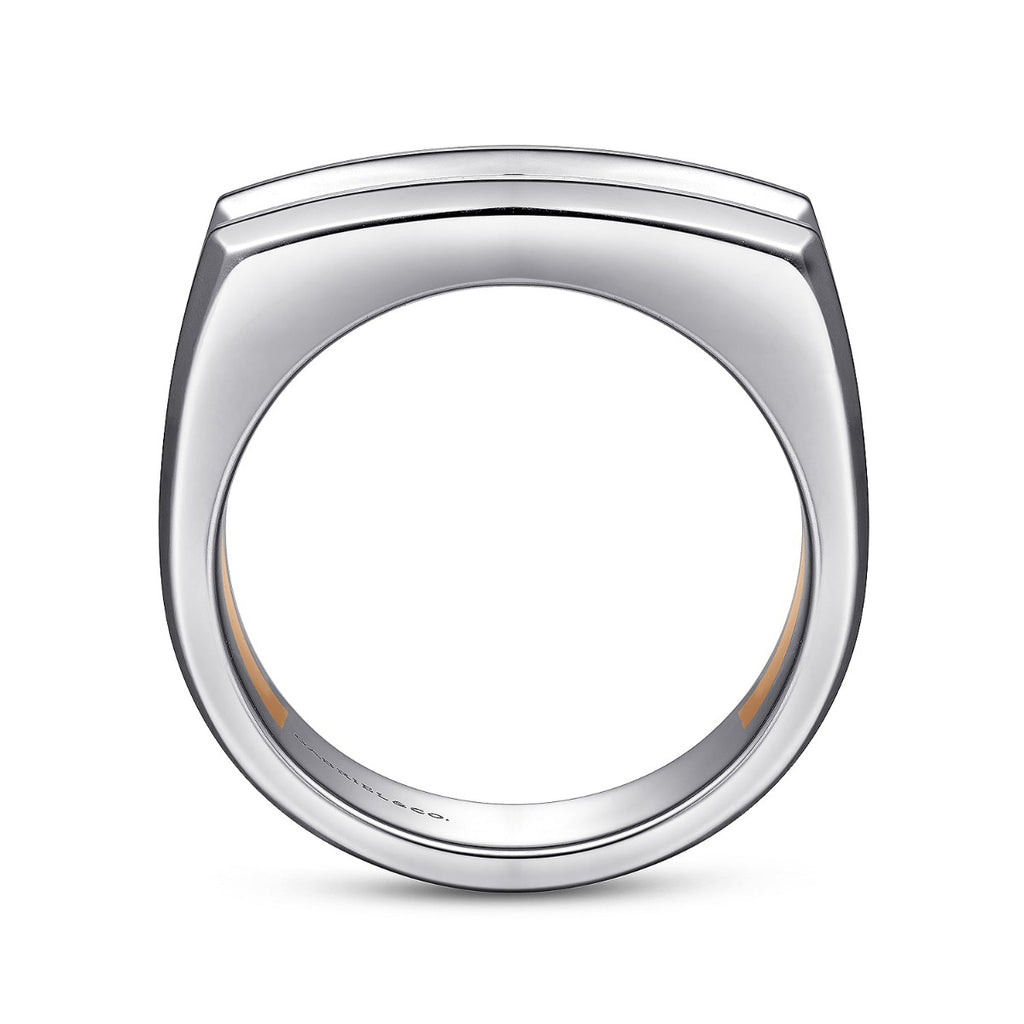 14K Rose-White Gold Faceted Ring in High Polished Finish