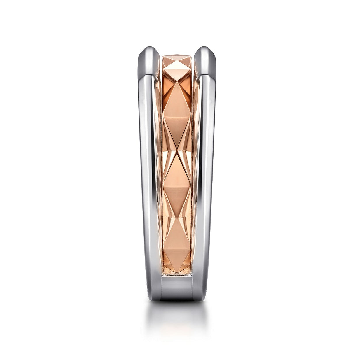 14K Rose-White Gold Faceted Ring in High Polished Finish