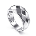 925 Sterling Silver Faceted Black Spinel Men's Ring in High Polished Finish