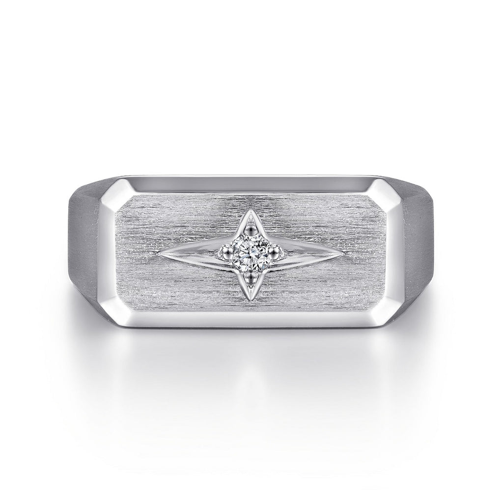 Wide 925 Sterling Silver North Star Ring in Satin Finish