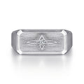 Wide 925 Sterling Silver North Star Ring in Satin Finish