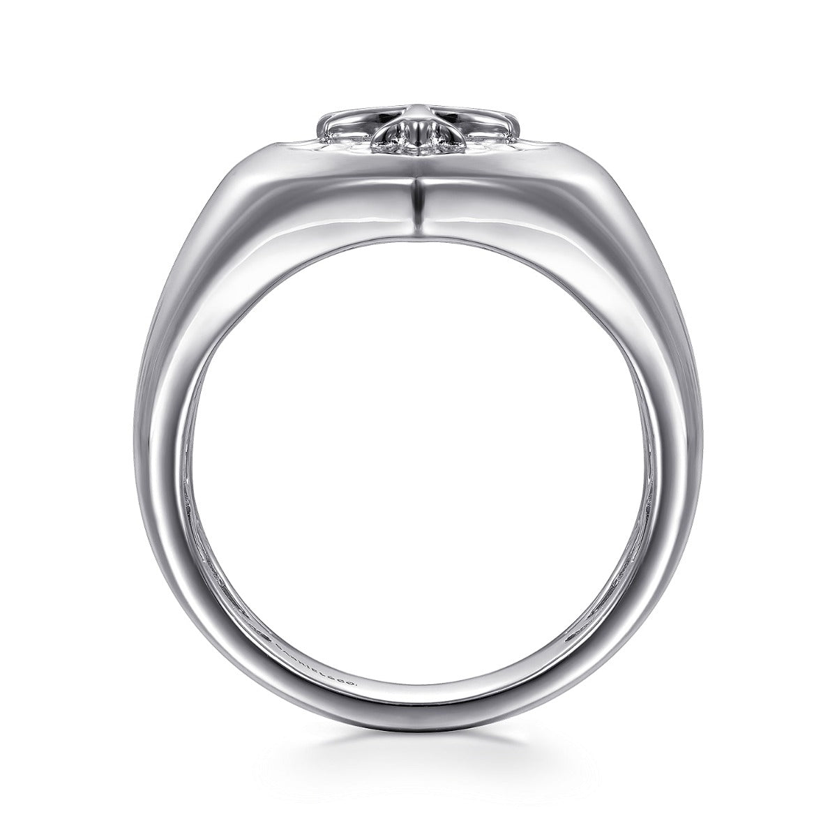 Wide 925 Sterling Silver Cross Signet Ring in High Polished Finish