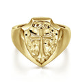 Wide 14K Yellow Gold Cross Signet Ring in High Polished Finish