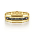 14K Yellow Gold Ring with Black Diamond Inlay in High Polished Finish