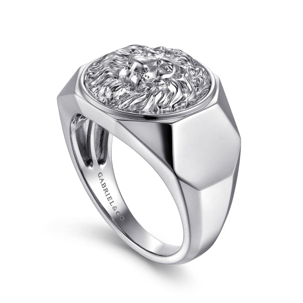 925 Sterling Silver Lion Head Ring in High Polished Finish