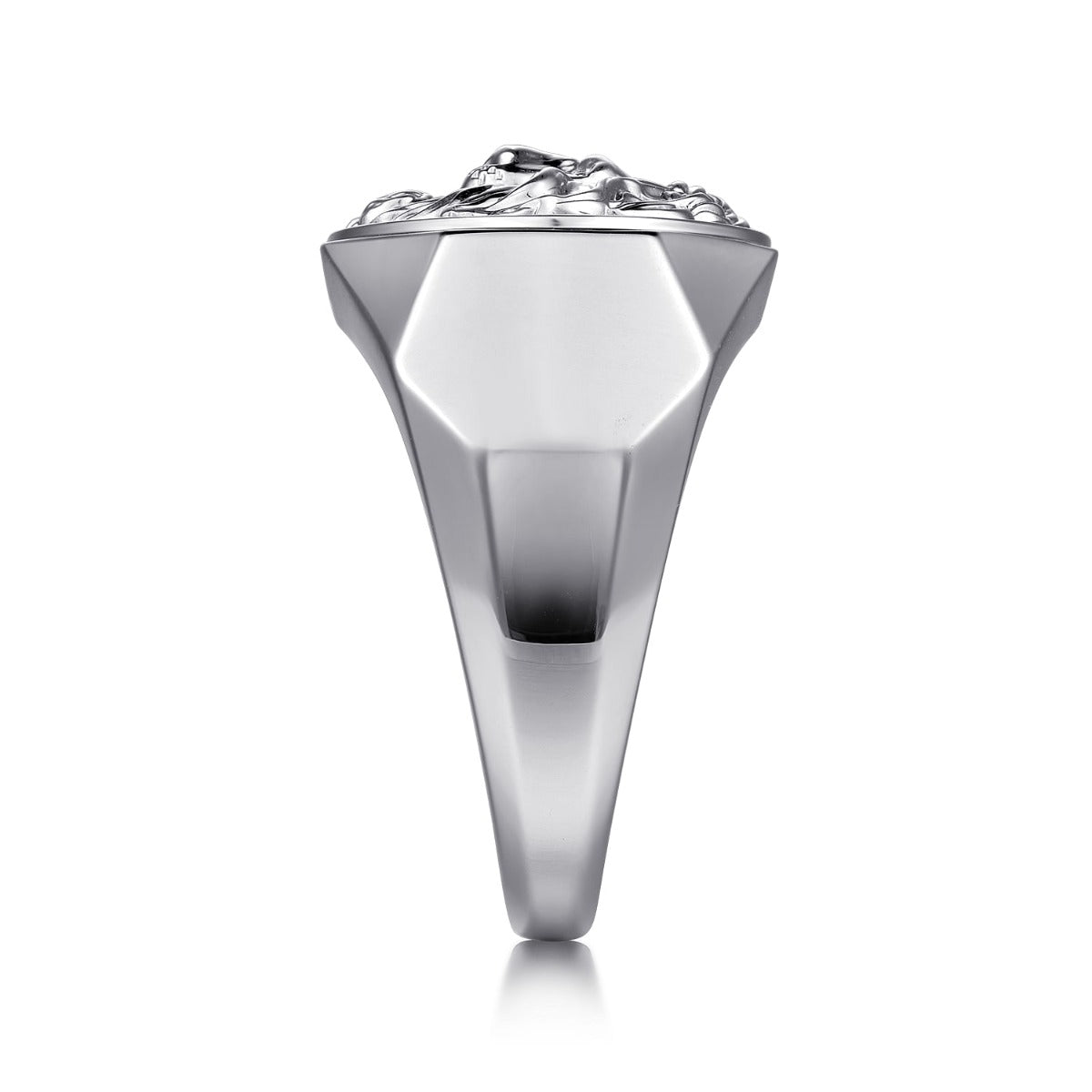 925 Sterling Silver Lion Head Ring in High Polished Finish