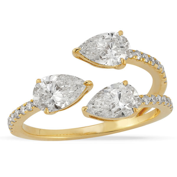 Lab Grown Diamond Pear Trio Bypass Ring 2ctw
