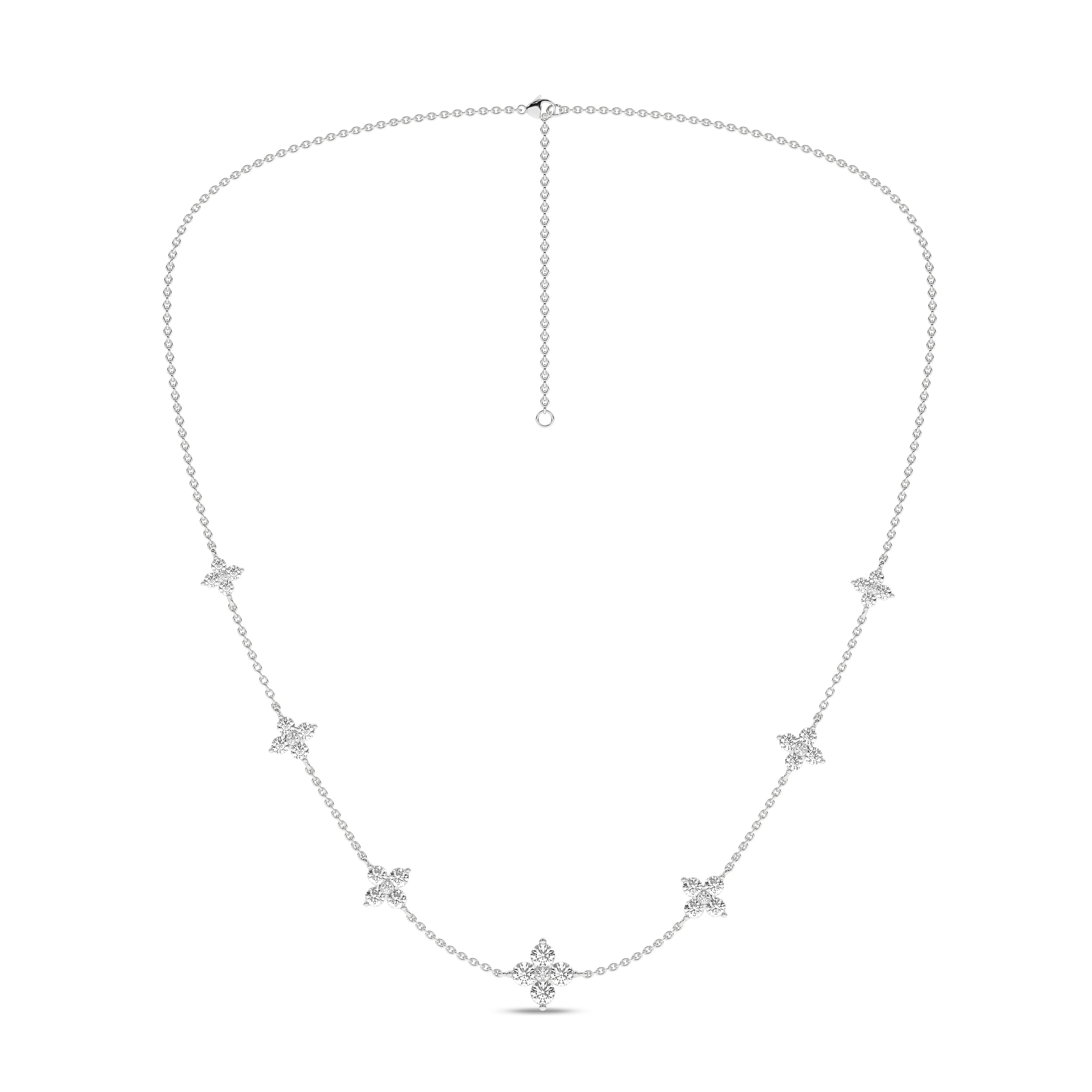 Flower Petals Stud Station Necklace (Round)