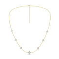 Flower Petals Stud Station Necklace (Round)