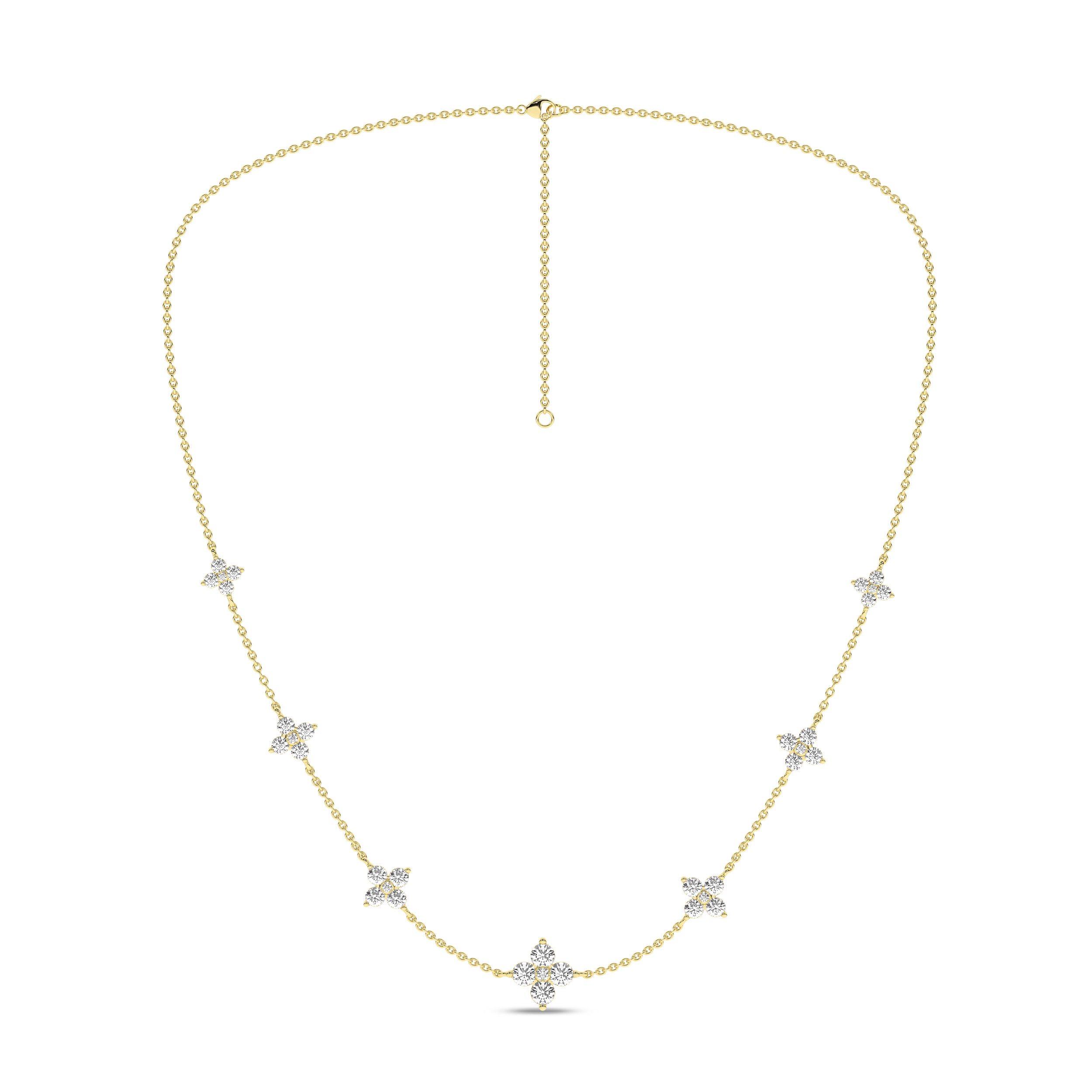 Flower Petals Stud Station Necklace (Round)