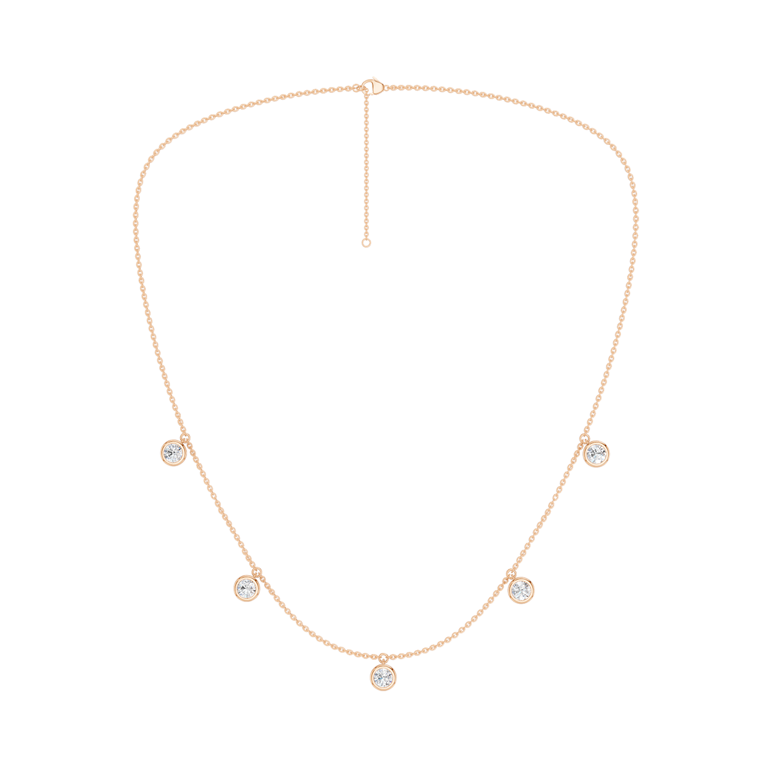 Diamond Drop 5-Stone Station Necklace
