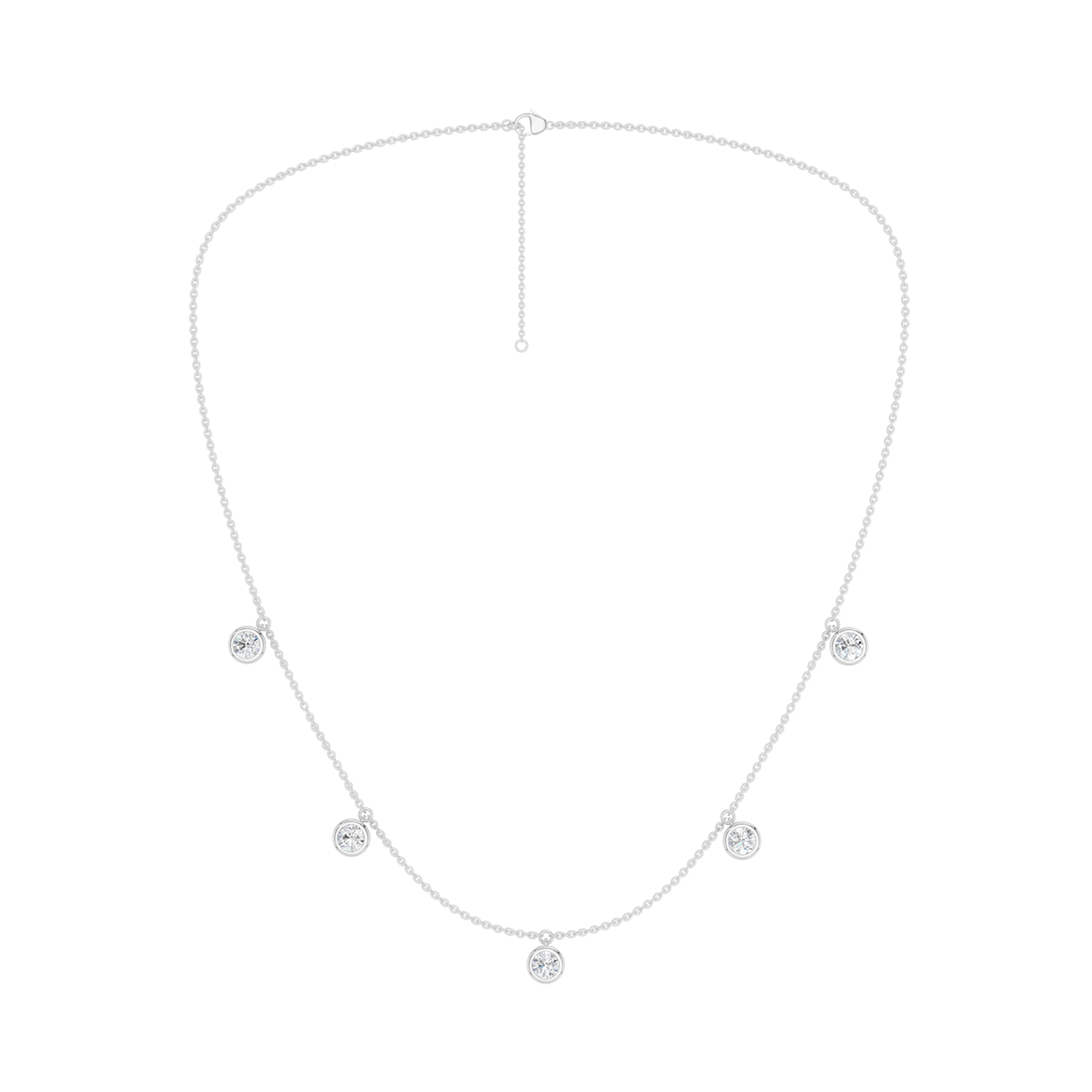 Diamond Drop 5-Stone Station Necklace