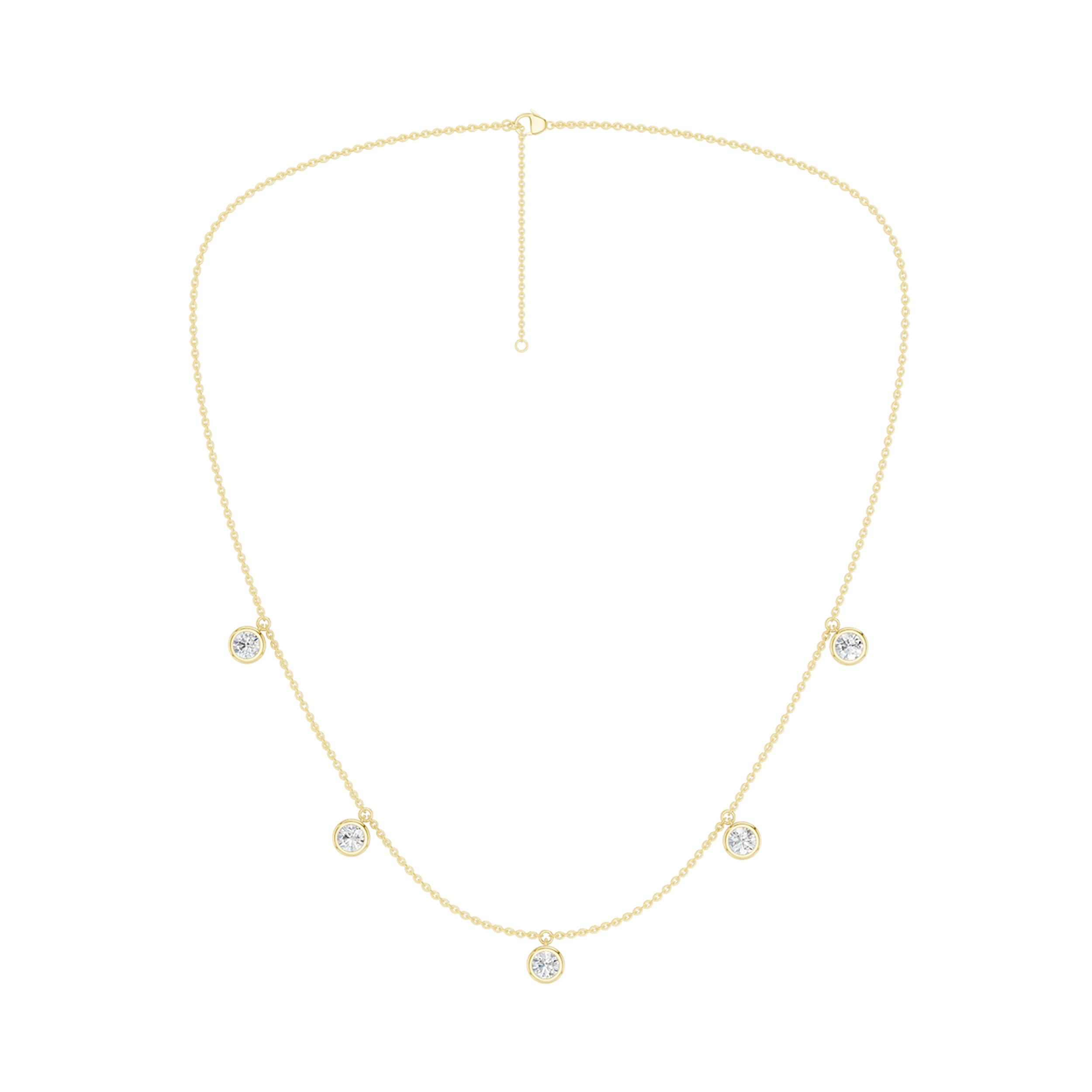 Diamond Drop 5-Stone Station Necklace
