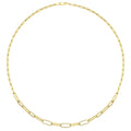 14KT Yellow Gold and Diamond Paperclip Necklace Top View