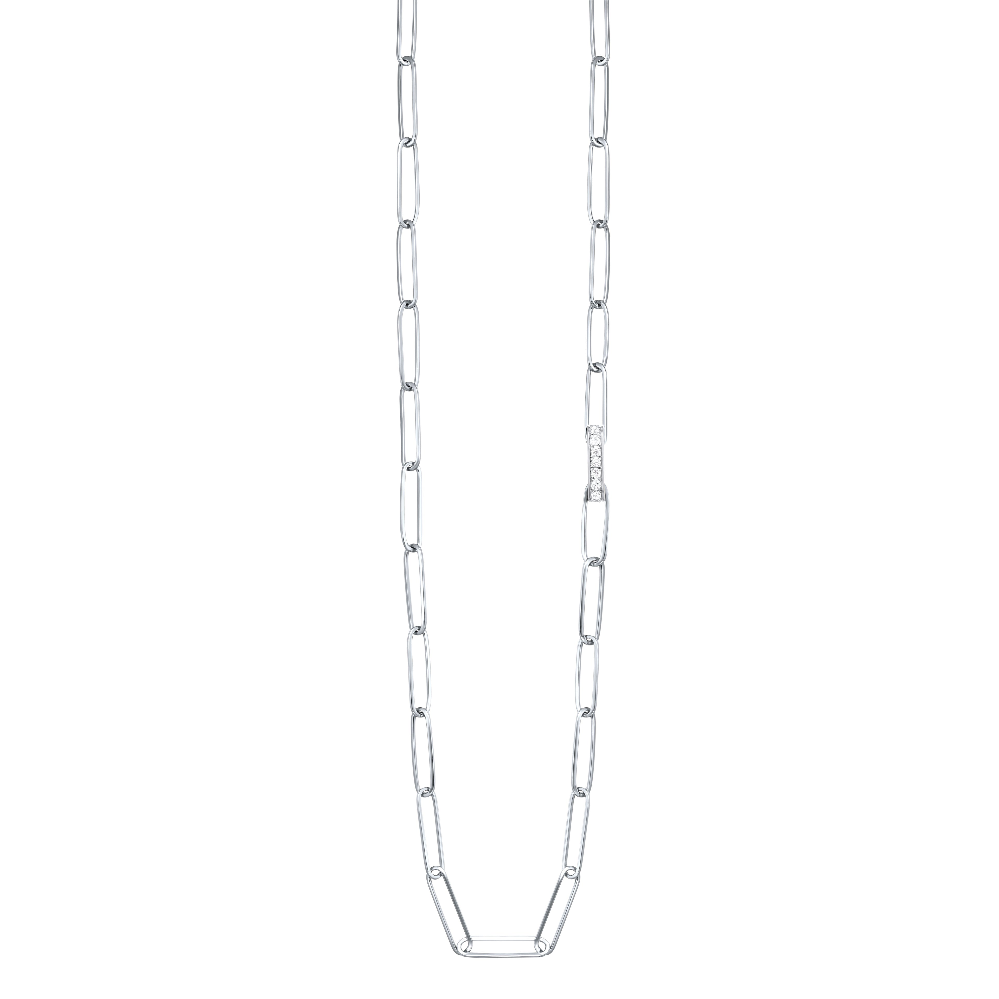 Front View Sterling Silver Diamond Necklace