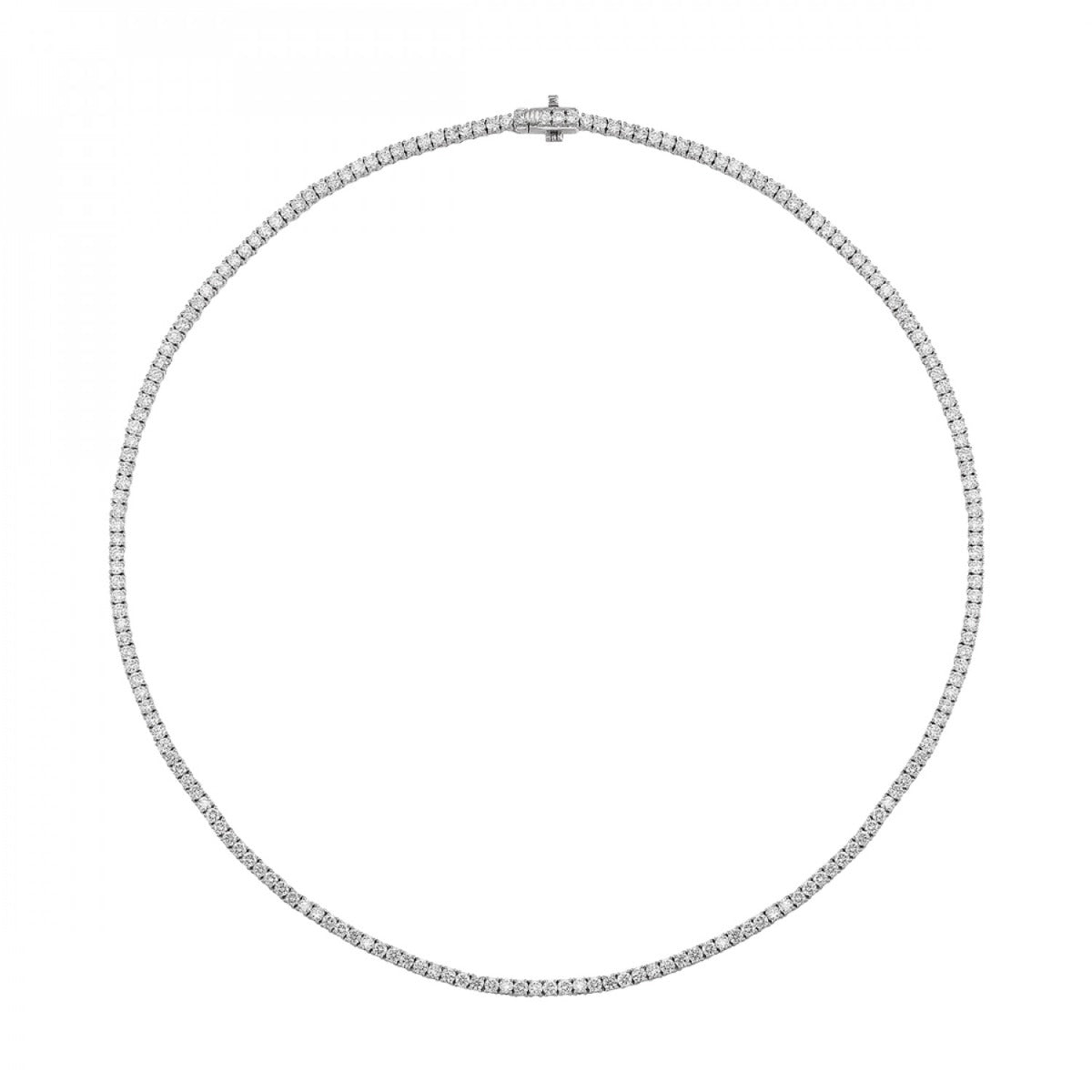 14K White Gold 7 CTW Diamond Tennis Necklace