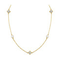 14K Yellow Gold Diamond and Pearl Station Necklace